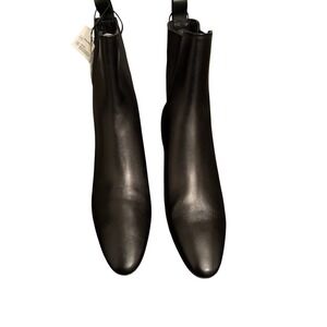 Zara Leather Ankle Boots Size 40 Black Heeled‎ Pointed Toe Airfit Pull On